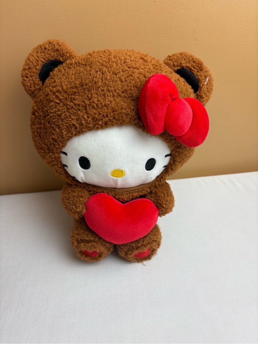 Hello Kitty Brown Bear Plush with Red Bow and Heart